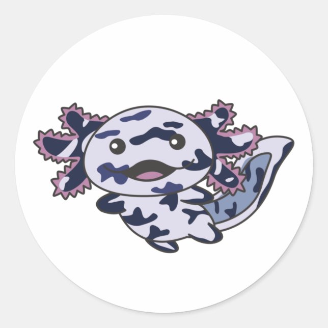 Adesivo Redondo Axolotl Vários Tipos De Axolotls Animais Doentes C (Frente)