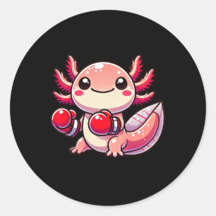Adesivo Redondo Axolotl Vestido Como Um Boxer Engraçado