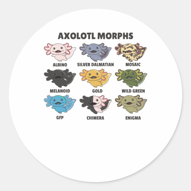 Adesivo Redondo Axolotls Do Axolotl Para Animais Doces Do Mundo (Frente)