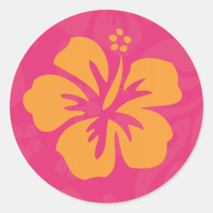 Adesivo Redondo Azalea Orange Hibiscus Sticker