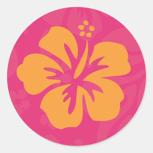 Adesivo Redondo Azalea Orange Hibiscus Sticker (Frente)