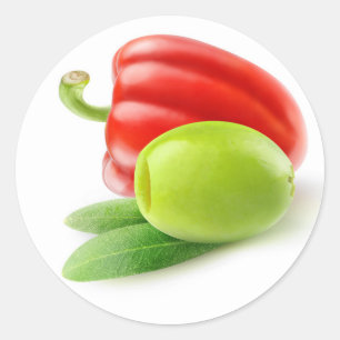 Adesivo Redondo Azeitona verde e pimenta vermelha