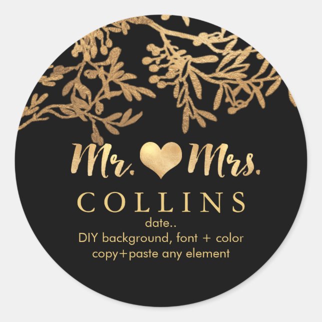 Adesivo Redondo Azeitonas PixDezine/Fundo Faux Dourado/DIY (Frente)