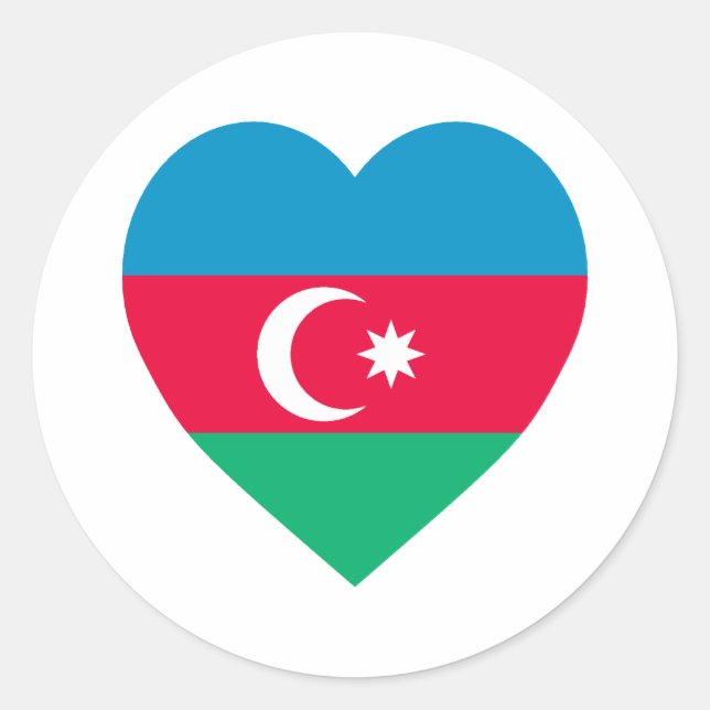 Adesivo Redondo Azerbaijão Flag Heart (Frente)