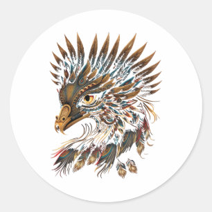 Adesivo Redondo Aztec Ouro Eagle Azteca Indígenas Art Mexicano