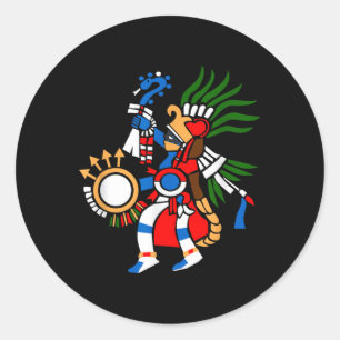 Adesivo Redondo Aztec Símbolo Deus Da Guerra E Sun Huitzilopochtli