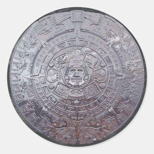 Adesivo Redondo Aztec Sun Stone Moderno (Frente)