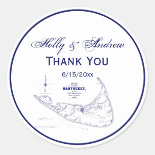 Adesivo Redondo Azuis marinhos do mapa do vintage das MÃES da ilha