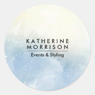 Adesivo Redondo Azul Aquarela