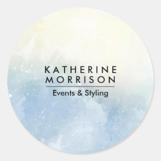 Adesivo Redondo Azul Aquarela