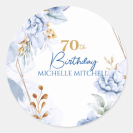 Adesivo Redondo Azul Azul de 70 Personalizado Dourado