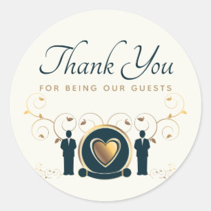 Adesivo Redondo Azul Azul De Creme LGBTQ De Casamento Masculino De