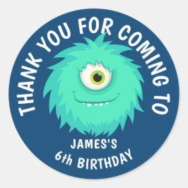 Adesivo Redondo Azul-branco-monstro