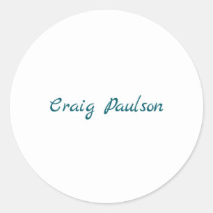 Adesivo Redondo Azul Branco Seu Nome Especial Minimalista