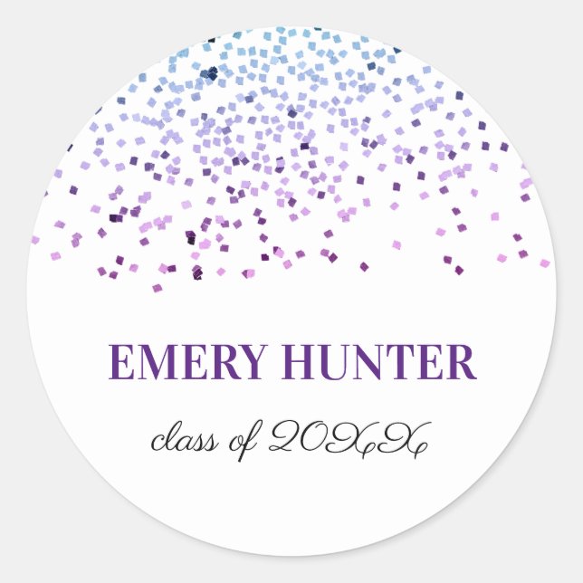 Adesivo Redondo Azul brilhante disperso e púrpura (Frente)