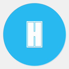 Adesivo Redondo Azul brilhante inicial branco a frio