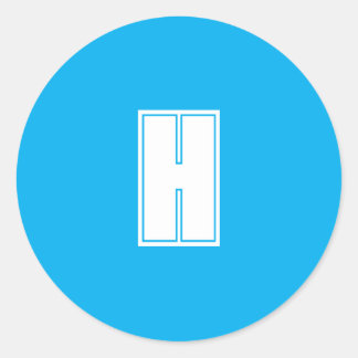 Adesivo Redondo Azul brilhante inicial branco a frio