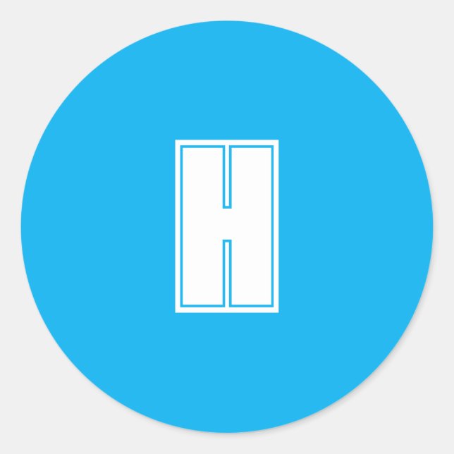 Adesivo Redondo Azul brilhante inicial branco a frio (Frente)