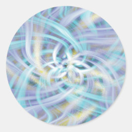 Adesivo Redondo Azul brilhante magro e flor amarela clara