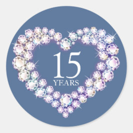 Adesivo Redondo Azul cardíaco no aniversário de 15 anos