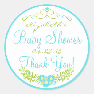 Adesivo Redondo Azul-Chá de fraldas-azul-aqua e verde