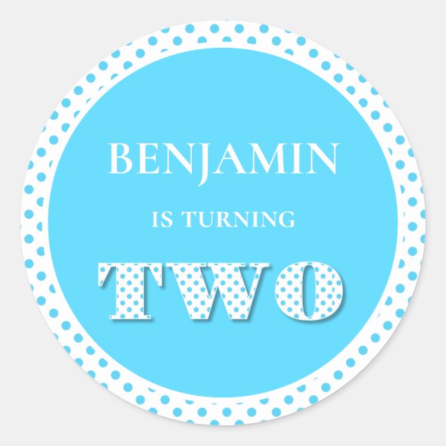 Adesivo Redondo Azul claro girando duas Bolinhas (Frente)