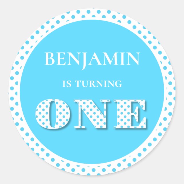 Adesivo Redondo Azul claro girando uma Bolinhas (Frente)