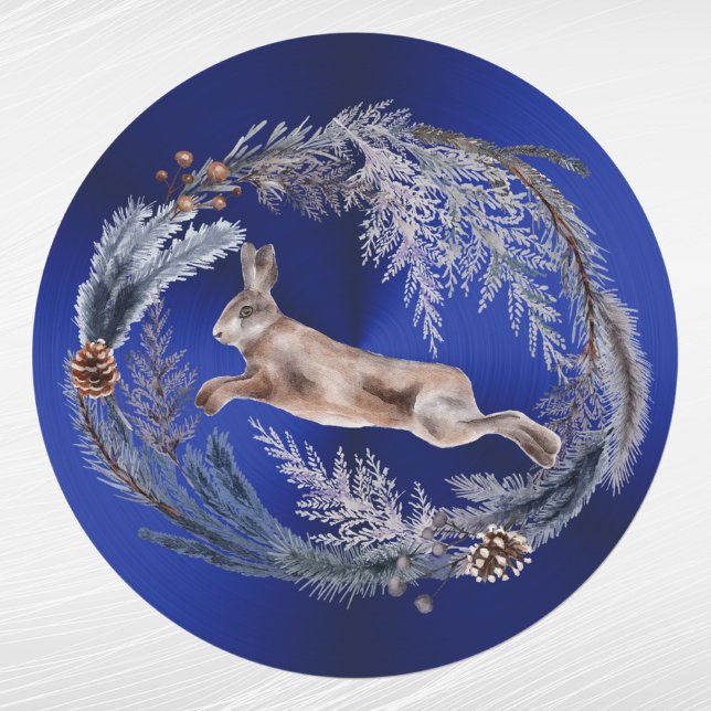 Adesivo Redondo Azul Coelho Floral Cores (Criador carregado)