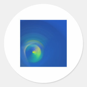 Adesivo Redondo Azul Com Um Pincel Abstrato Amarelo Claro 2 