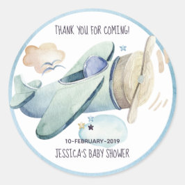 Adesivo Redondo Azul de fatia de avião