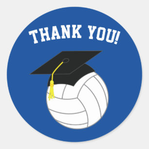 Adesivo Redondo Azul de Graduação de Voleibol