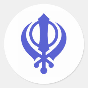 Adesivo Redondo Azul de Khanda do sikh