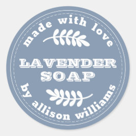 Adesivo Redondo Azul de Vintagem do Soap de Lavanda Personalizado