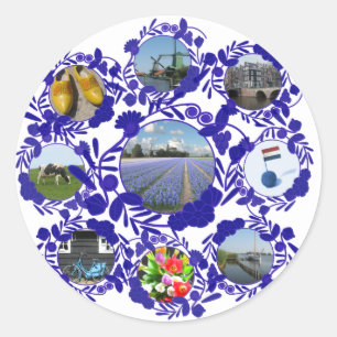 Adesivo Redondo Azul Delftware de Holland Delft