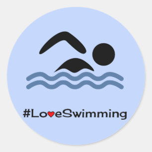 Adesivo Redondo Azul do subtítulo da natação do amor