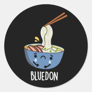 Adesivo Redondo Azul-don Engraçado Udon Trocadilho Escuro BG