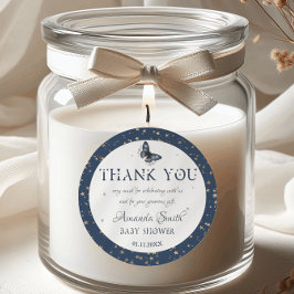 Adesivo Redondo Azul, Dourado Céu Magnético, Chá de fraldas