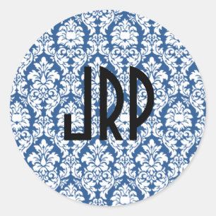 Adesivo Redondo Azul e branco - Máscara