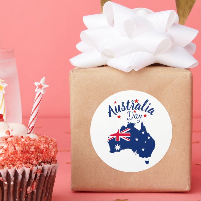 Adesivo Redondo Azul e Branco no Dia da Austrália (Festa)