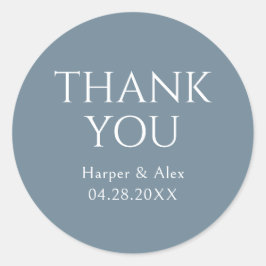 Adesivo Redondo Azul e Branco Obrigado