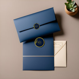 Adesivo Redondo azul e ouro: autocolante online : casamento