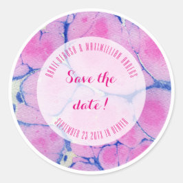 Adesivo Redondo Azul e rosa marmoreados