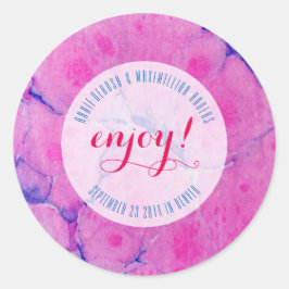 Adesivo Redondo Azul e rosa marmoreados