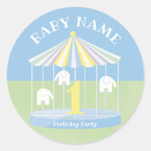 Azul Elefante Carousel Aniversário