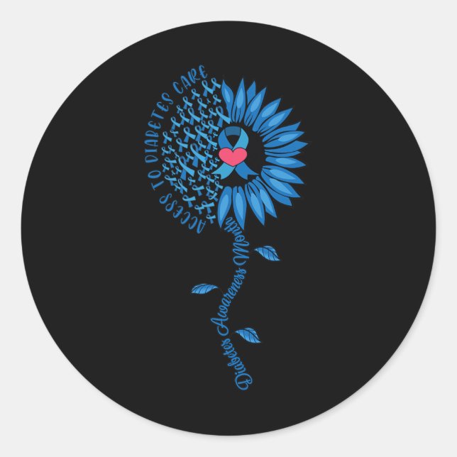 Adesivo Redondo Azul Fita Girassol Novembro Sensibilização para Di (Frente)