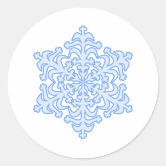 Adesivo Redondo Azul Gelo Delicado de Inverno Natal Floco de Neve