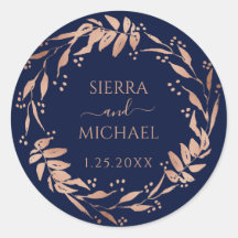 Azul Marinho | Casamento de Folhagem Dourada Elega