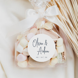 Adesivo Redondo Azul Marinho | Casamento de Script Manuscrito Mode