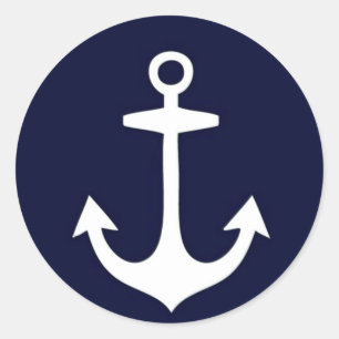 Adesivo Redondo Azul marinho e Branco Náutico Inspirado