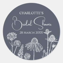 Adesivo Redondo Azul-Meia-Noite Flores Selvagens Chá de panela esb